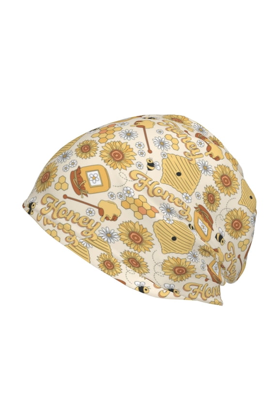 Honey Honeycomb Print Knit Hat,Winter Beanie for Men Women, Beanie Soft Warm Ski Stocking Cuffed Cap