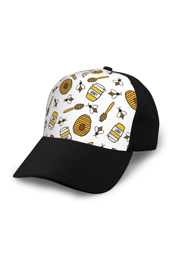 Honey print unisex vintage washed baseball cap, a soft and adjustable hat perfect for any casual style.
