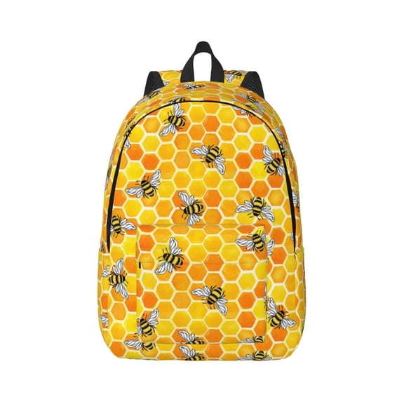 Xecao Honeycombs for Canvas College Laptop Backpack, Durable Rucksack Travel Notebook Bag School Backpack Book Bag for Men Women