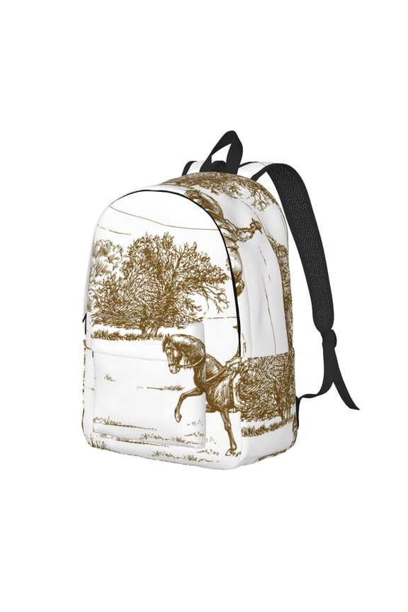 Horse Rider In Field for Canvas College Laptop Backpack, a Durable Rucksack for Both Men and Women, ideal for travel, school, and daily use Bag-Small
