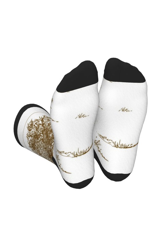 Horse Rider In Field Print Crew Socks for Men and Women, Men's Soft Moisture-wicking Sock