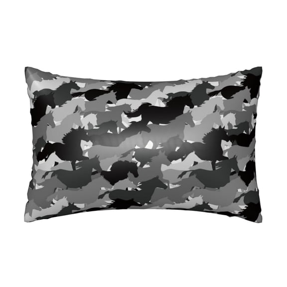 Xecao Horse Silhouette Pattern Satin Pillowcases for Hair and Skin, Luxurious and Silky Pillow Cases with Envelope Closure, 20x30 Inches