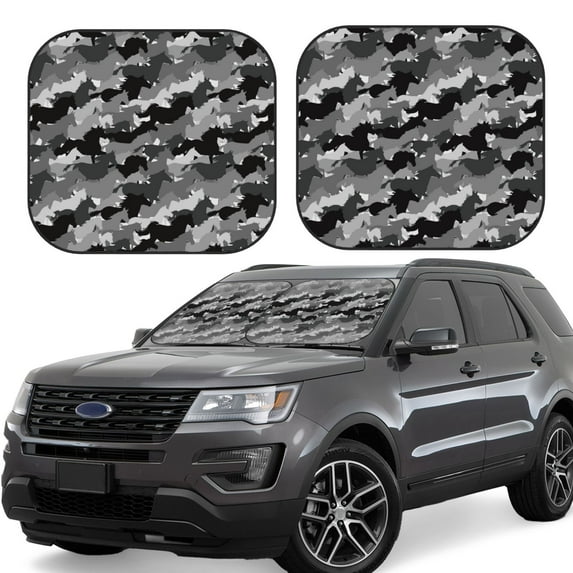Xecao Horse Silhouette for Foldable Car Sun Shades (2-Pack) offer sun protection with an easy-fold design for convenient windshield shading.