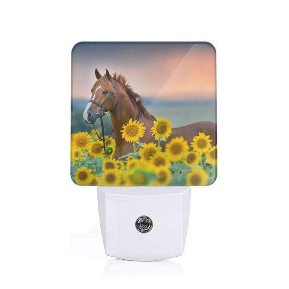 Xecao Horse Sunflowers for Night Light - a Wall-mounted LED Fixture with A Dusk-to-dawn Sensor, Ideal for Bedrooms, Bathrooms, Hallways, and Kitchens-UK