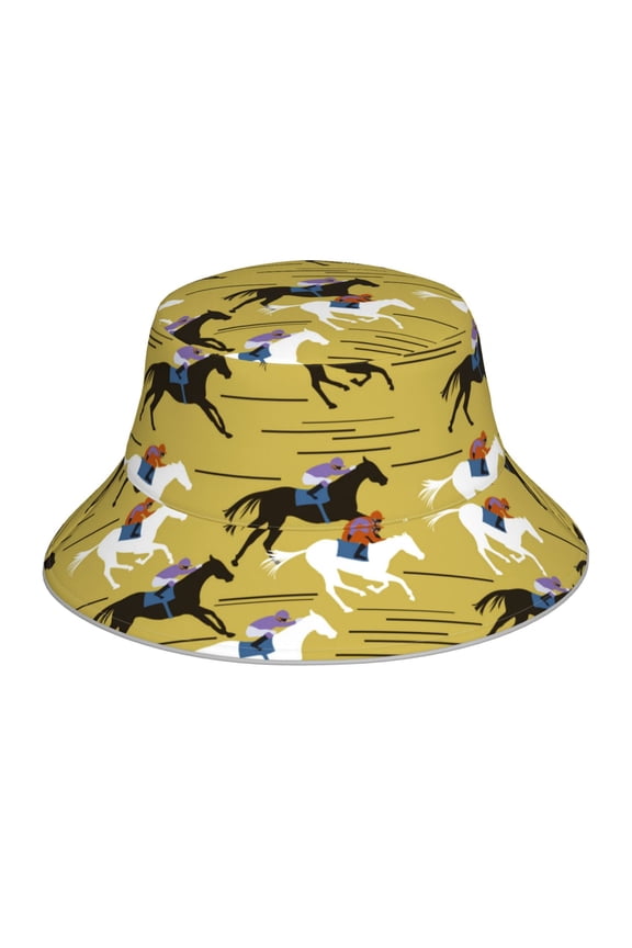 Horsemen In Horseraces Print Men and Women Night Reflective Hat Runner Cap Visor Bucket Hat Boonie Cap