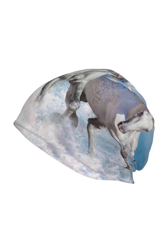 Horses Running Through The Water Print Knit Hat,Winter Beanie for Men Women, Beanie Soft Warm Ski Stocking Cuffed Cap