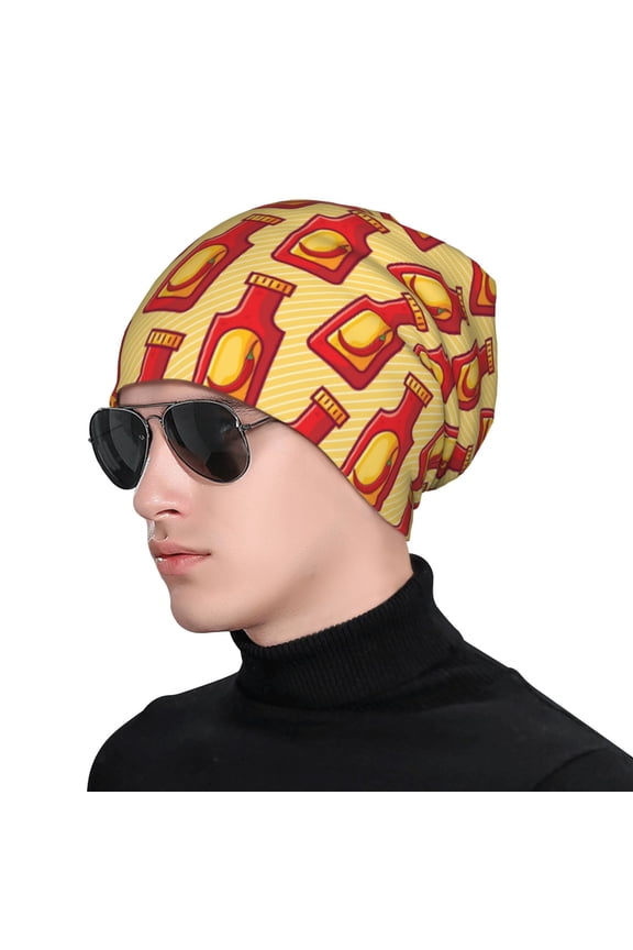 Hot Chili Print Beanie Knitted Hat for Men Women, Winter Fashion Knit Cuffed Caps Unisex