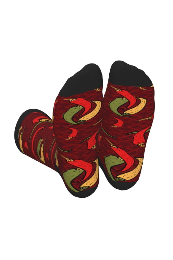 Hot Chili Print Crew Socks for Men and Women, Men's Soft Moisture-wicking Sock
