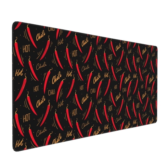 Xecao Hot Chili Print Large Mouse Pad, 16x35.5in Mousepad, Professional Non-Slip Rubber Base Big Mouse Pad, Mouse Pad for Gaming & Office Full Desk Mouse Pad