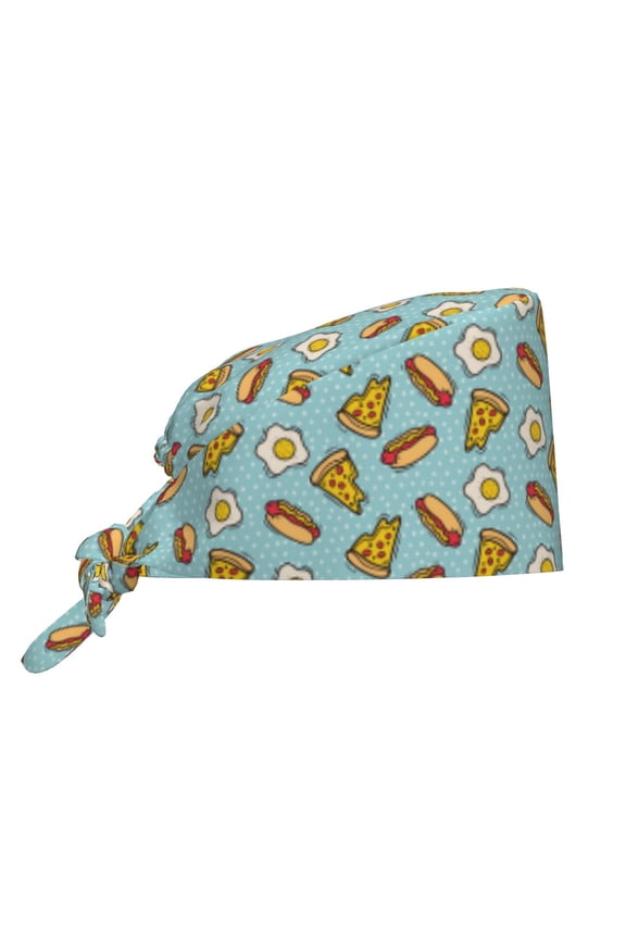 Hot Dog Pizza Print Men Women Adjustable Working Cap with Button Unisex Hats Sweatband