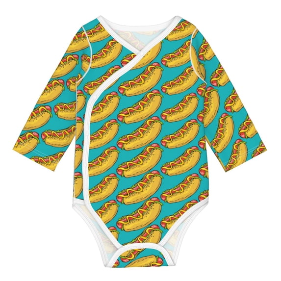 Xecao Hot Dogs 8 Print Baby unisex-baby Cotton Long-sleeve Bodysuits-3 Months
