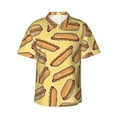 thumbnail image 1 of Xecao Hot Dogs print Hawaiian shirt - a stylish short-sleeve button-down for men, perfect for casual beach and tropical outings., 1 of 9