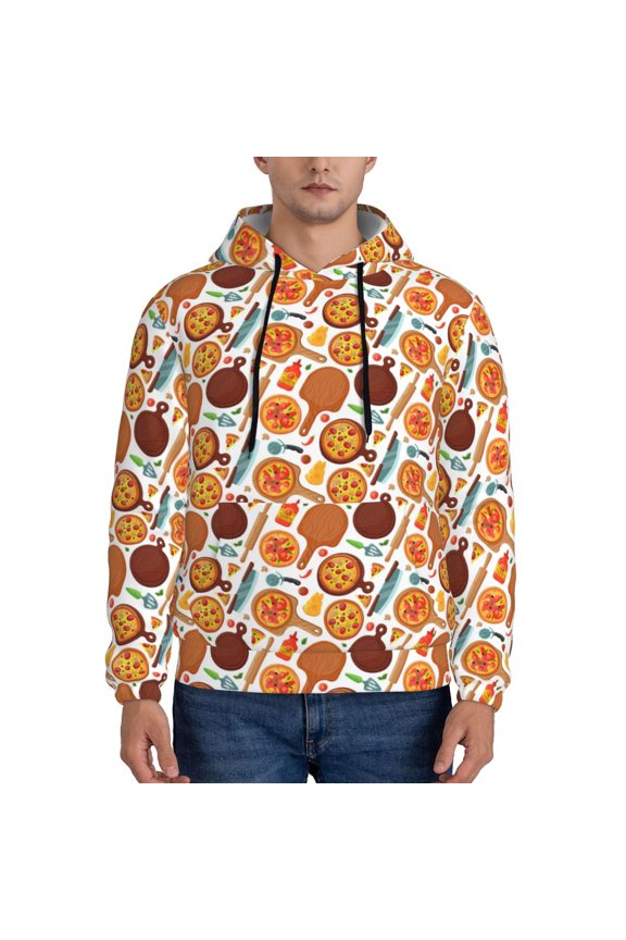 Hot Fresh Pizza Pattern Men's Adult Pullover Hoodie,Hooded Sweatshirt-4X-Large