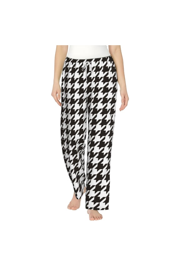 Houndstooth Black And White Women's Straight Lounge Pajama Pants: The Epitome of Relaxed Sleepwear