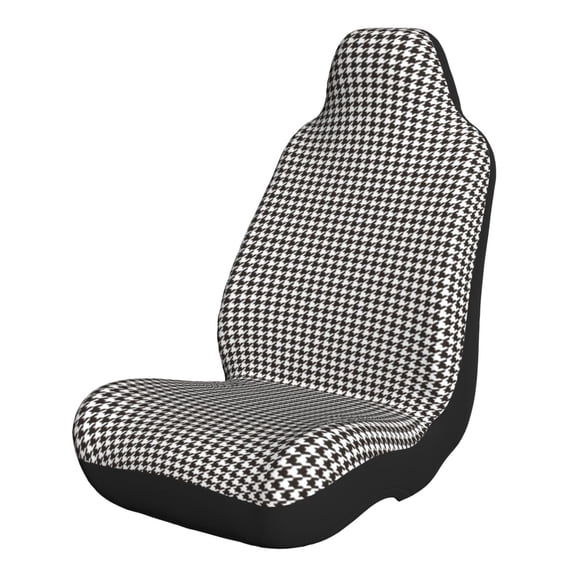 Xecao Houndstooth Black And White for Automotive Seat Covers for Cars Trucks and SUVs – Gray Car Seat Covers for Front Seats, Truck Seat Protectors-1