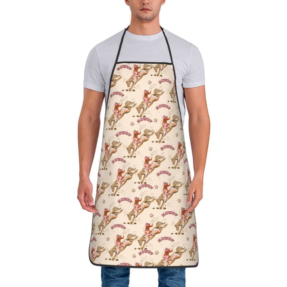 Xecao Howdy Cowgirl Print Funny BBQ Chef Aprons for Men Women,Adjustable Kitchen Cooking Aprons with Pocket Waterproof Oil Proof No Pilling Fading