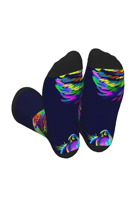 Howling Wolf Print Crew Socks for Men and Women, Men's Soft Moisture-wicking Sock