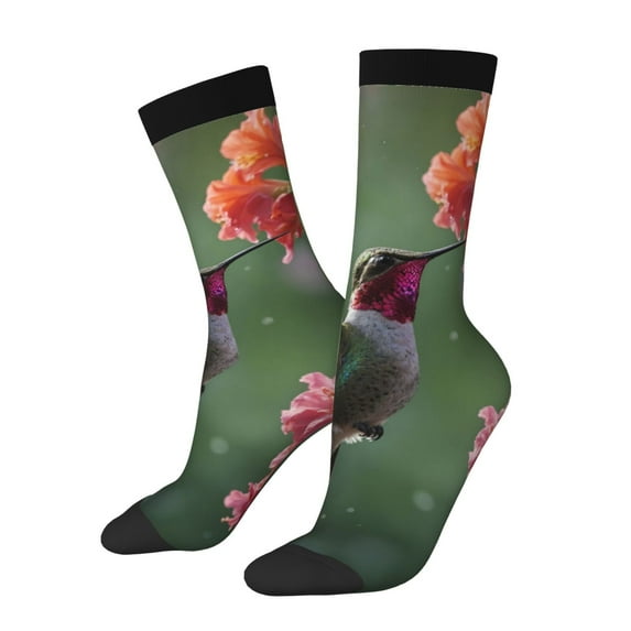 Xecao Humming Bird 1 Pattern Sport Socks for Women and Men Crew Socks Sporty Calf Socks Casual Socks