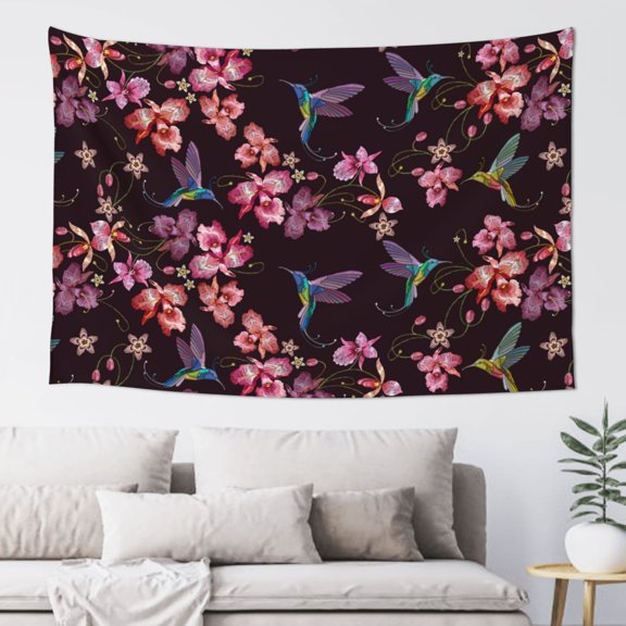 Xecao Humming Bird And Tropical Print Tapestry, Wall Hanging Room Funny Decor, Backdrop Room Decor for Bedroom Living Room dormitory