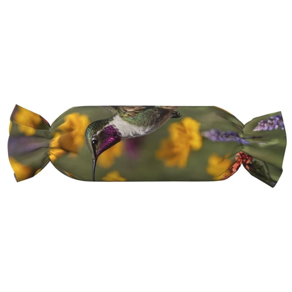 Xecao Humming Bird Print+Candy-Inspired Plush Pillow for Men Women Suitable for Beds, Sofas, Game Rooms Drawstring Closure