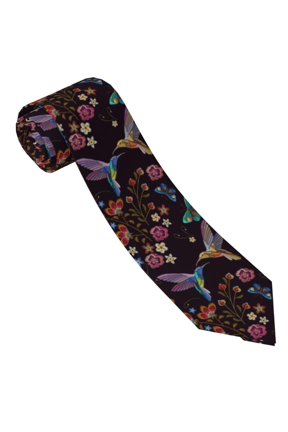Humming Bird Print Tie For Men Necktie Woven Jacquard Neck Ties,Classic Men's Tie