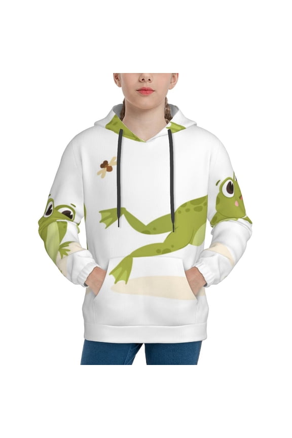 Hunting Frog Print Youth Hoodie Sweatshirt,Boys Hoodies,Essentials Hoodie-Large