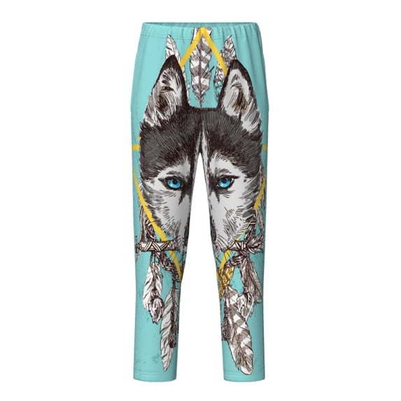 Xecao Husky With Dreamcatcher Print Teenagers' Pajama Pants Long Sleep Pants Soft Elastic Waist Pajama Bottoms Elastic waist with 2 Pockets 5-16 Years-XS(5-6)