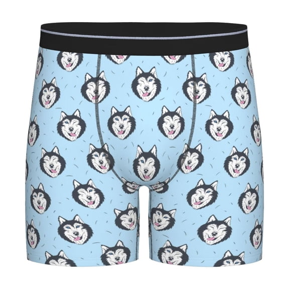 Xecao Husky Head Print Boxer Briefs for Men's Stretch Moisture-Wicking Underwear, Mid-Rise Classics breathable fabric