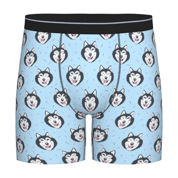 Xecao Husky Head Print Boxer Briefs for Men's Stretch Moisture-Wicking Underwear, Mid-Rise Classics breathable fabric