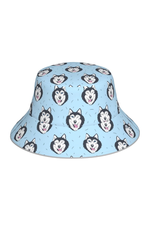 Husky Head Print Men and Women Night Reflective Hat Runner Cap Visor Bucket Hat Boonie Cap