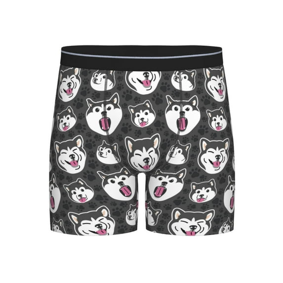 Xecao Husky Print Boxer Briefs for Men's Stretch Moisture-Wicking Underwear, Mid-Rise Classics breathable fabric