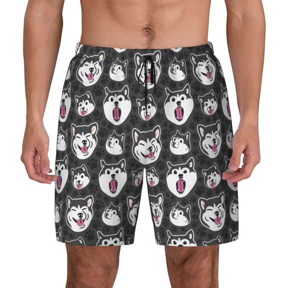 Xecao Husky for Men's Swimming Trunks Swim Trunks Quick Dry Swim Shorts with Mesh Lining Funny Swimwear Bathing Suits