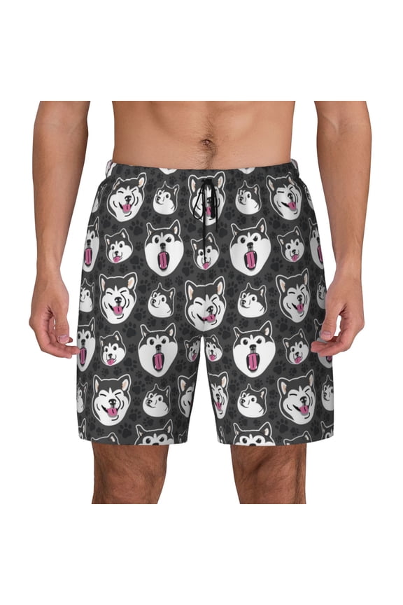 Husky for Men's Swimming Trunks Swim Trunks Quick Dry Swim Shorts with Mesh Lining Funny Swimwear Bathing Suits