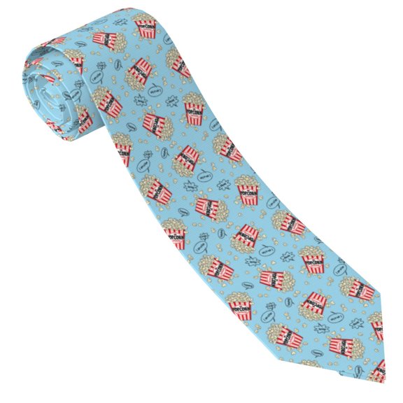 Xecao I Am A Fan Popcorn Print Tie For Men Necktie Woven Jacquard Neck Ties,Classic Men's Tie