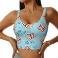 thumbnail image 1 of Xecao I Am A Fan Popcorn for Sports Bra with Removable Pads, Crop Tank Top Design, Women's Longline Sports Bra - Non-Wired - Large, 1 of 9