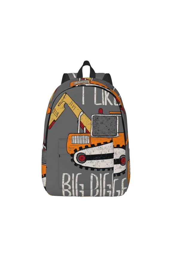I Like Big Digger for Canvas College Laptop Backpack, Durable Rucksack Travel Notebook Bag School Backpack Book Bag for Men Women