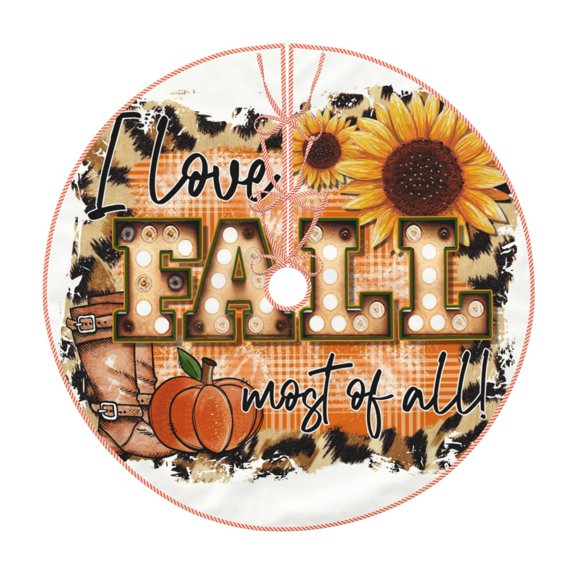 Xecao I Love Fall Most Of All Pattern Christmas Tree Skirt Holiday Part Decorations for Christmas Tree, Farmhouse Christmas Decor Xmas Holiday Home Party Decorations-36"