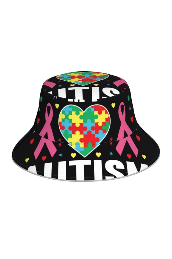 I Love My Autism Print Men and Women Night Reflective Hat Runner Cap Visor Bucket Hat Boonie Cap