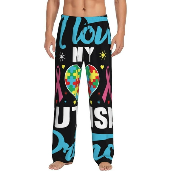 Xecao I Love My Autism Print Men's Straight Lounge Pajama Pants - The Ultimate in Comfortable Sleepwear-XX-Large