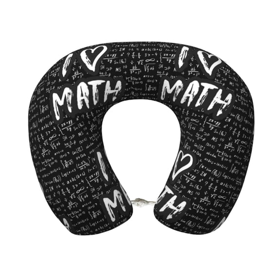 Xecao I love Math Print Memory Foam Cervical Neck Pillow Versatile U-Shaped Pillows for Home,Office,Camping,Travelling,Soft Washable Cover