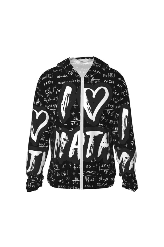 I love Math for Sun Shirt-A lightweight, hoodie-style long-sleeve UV protection garment designed for other outdoor activities.