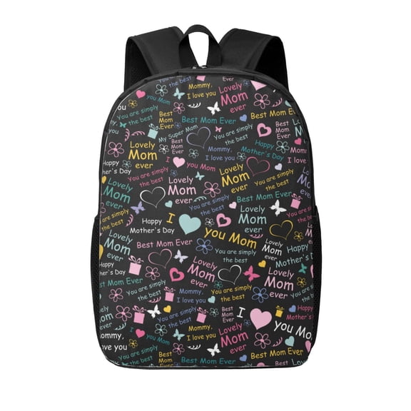 Xecao I love you Mom print Travel Backpack, Large Computer Backpack for Men Women, College School Rucksack Book Bag