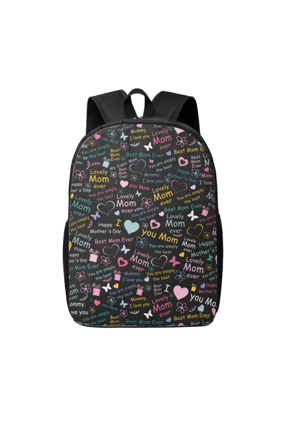 I love you Mom print Travel Backpack, Large Computer Backpack for Men Women, College School Rucksack Book Bag