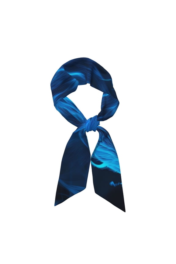 Ice Blue Fire Wolf Pattern Large Satin Head Scarf - Satin Hair Scarves Silk Bandana Scarf Headscarf Silk Feeling Scarf for Women