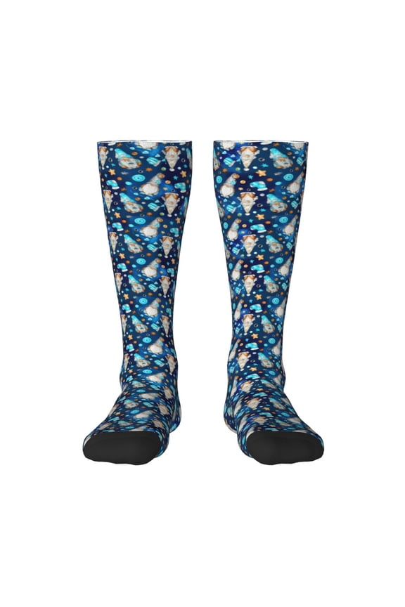 Ice blue old man cute winter Print Compression Socks for Both Men And Women for Running, Travel, Flight, Nurse