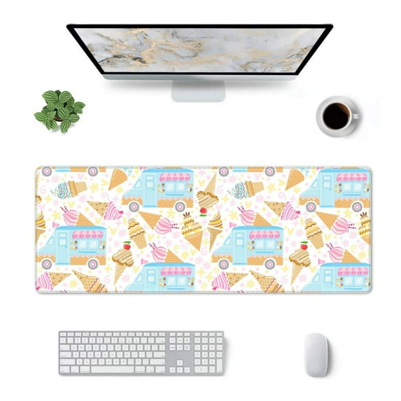 Xecao Icecream Truck for Mouse Pad - Waterproof Extended Contour Mouse Mat, Large Gaming Mousepad Laptop Keyboard Mat with Non-Slip Rubber Base