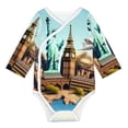 thumbnail image 1 of Xecao Iconic Global Landmarks Print Baby unisex-baby Cotton Long-sleeve Bodysuits-6 Months, 1 of 6