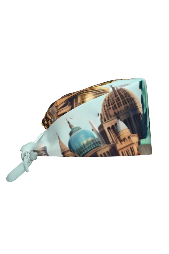 Iconic Global Landmarks Print Men Women Adjustable Working Cap with Button Unisex Hats Sweatband