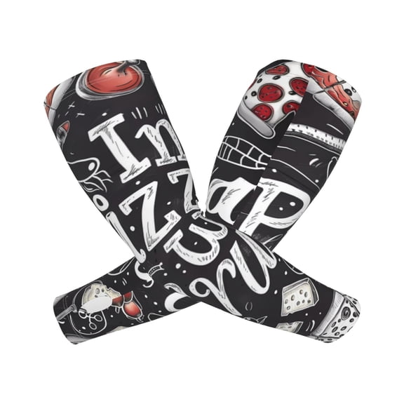 Xecao In Pizza We Crust Art Print Cooling Arm Sleeves, UPF 50 UV Sun Protection Sports Compression ,Tattoo Cover Up ,Sports Sleeve for Basketball Golf Football