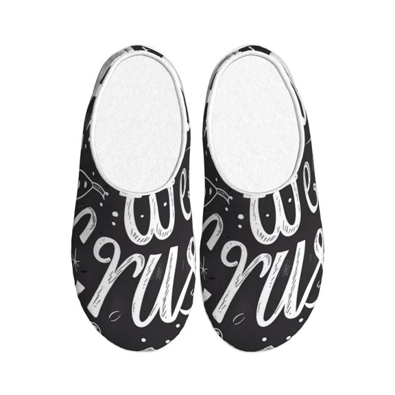 Xecao In Pizza We Crust Art Print Cotton Slippers Fuzzy Warm Cozy Slippers Non Slip House Slippers For Indoor Outdoor Cotton Slippers House Slippers-37/38